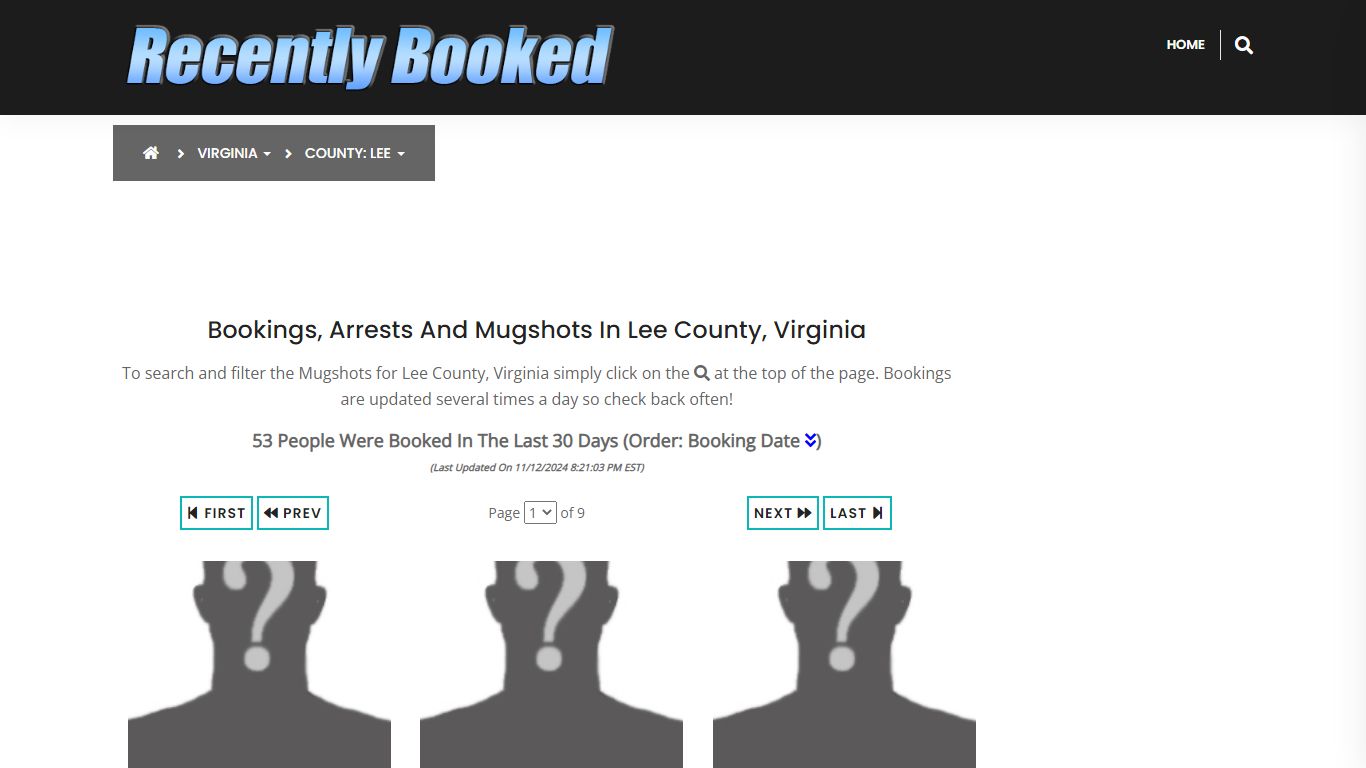 Bookings, Arrests and Mugshots in Lee County, Virginia - Recently Booked