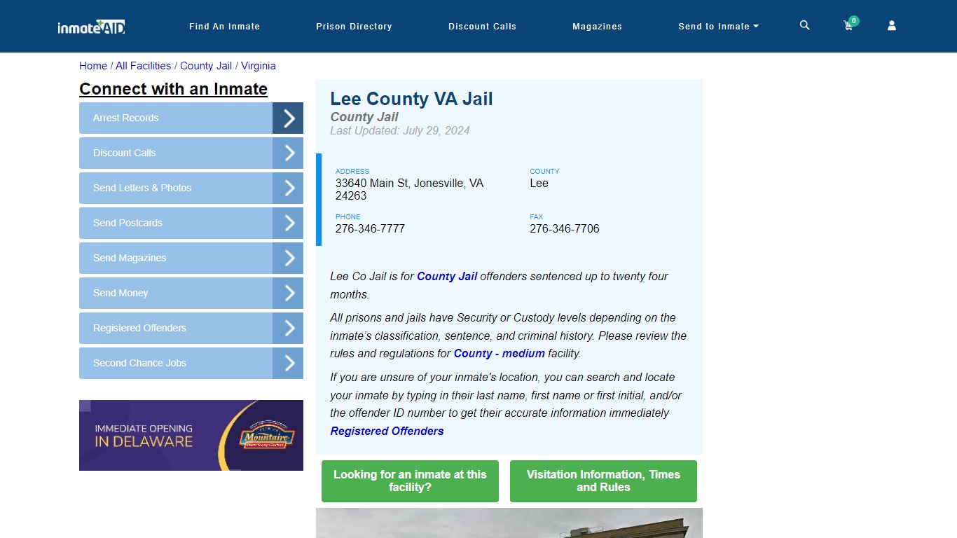 Lee County VA Jail - Inmate Locator